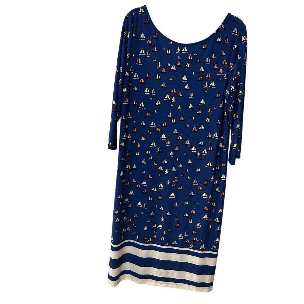 Leota Nouveau Sheath Dress 1L US 16W 18W Ahoy Nautical Sailboat Print NWT cruise